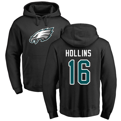 Men Philadelphia Eagles #16 Mack Hollins Black Name and Number Logo NFL Pullover Hoodie Sweatshirts->philadelphia eagles->NFL Jersey